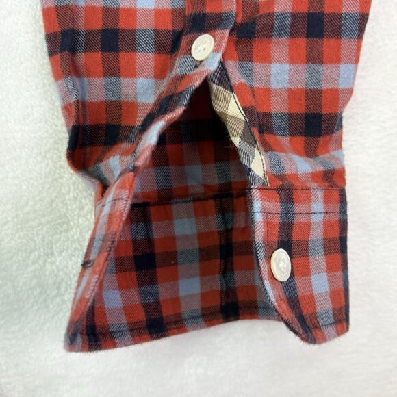 Aquascutum London Flannel Red Tattersall Long Sleeve Button Down Shirt Size M - Picture 6 of 11